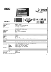 AOC MW0811 Breeze Tablet Spec Sheet