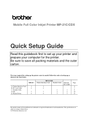 Brother International MP-21C Quick Setup Guide - English