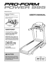 ProForm Power 995 Treadmill English Manual