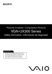 Sony VGNUX380CN Safety Information