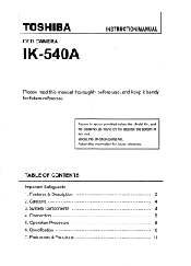 Toshiba IK-540A Instruction Manual