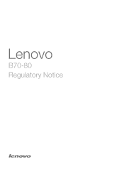 Lenovo B70-80 Laptop (Non EU) Regulatory Notice - Lenovo B70-80 Laptop