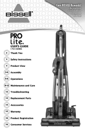 Bissell PROlite MultiCyclonic Vacuum 17G5 User Guide - English