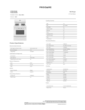 Frigidaire FCRG3015AW Product Specifications Sheet