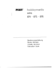 Pfaff hobby 875 Owner's Manual