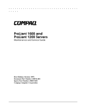 Compaq 1600R Compaq ProLiant 1600 and ProLiant 1200 Servers Maintenance and Service Guide