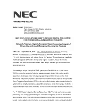 NEC NP-PH1000U Press Release