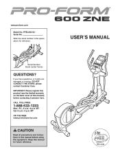 ProForm 600 Zne Elliptical English Manual