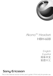 Sony Ericsson HBH-608 User Guide