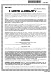 Sony HMZ-T3 Limited Warranty (U.S. Only)