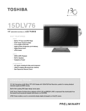 Toshiba 15DLV76 Printable Spec Sheet