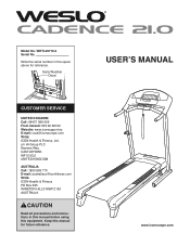 Weslo Cadence 21.0 Instruction Manual