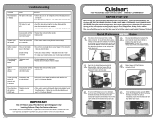 Cuisinart DGB-850 Quick Reference