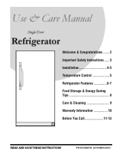 Frigidaire PLRH1779GS Use and Care Guide