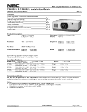 NEC AS60U-PA44ML Installation Guide