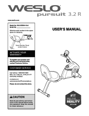 Weslo Pursuit 3.2 R Bike Canadian English Manual