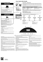 Whirlpool WED9620HW Quick Reference Sheet