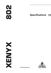 Behringer XENYX 802 Specifications Sheet