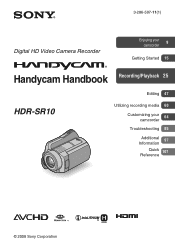Sony HDR-SR10D Handycam® Handbook