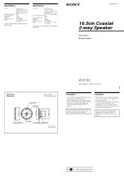 Sony XS-F1721 Instructions  (primary manual)