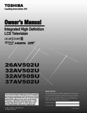 Toshiba 32AV502 Owner's Manual - English