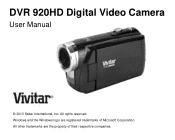 Vivitar DVR 920HD DVR 920 Camera Manual