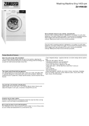 Zanussi Z814W85BI Specification Sheet