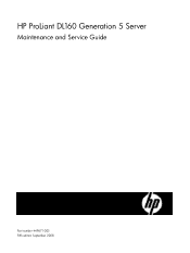 HP ProLiant DL160 HP ProLiant DL160 Generation 5 Server Maintenance and Service Guide