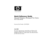 HP T5720 Quick Reference Guide: Microsoft Windows XPe-based Thin Clients - t5710 & t5720