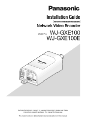 Panasonic WJ-GXE100 Installation Guide