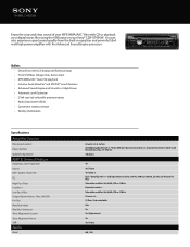 Sony CDX-GT40UW Marketing Specifications