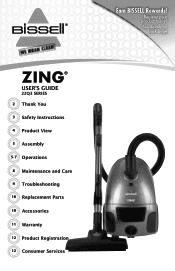 Bissell Zing® Bagged Canister Vacuum User Guide