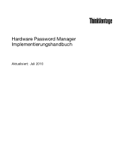 Lenovo ThinkPad T400 (German) Hardware Password Manager Deployment Guide