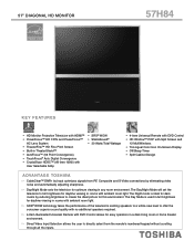Toshiba 57H84 Printable Spec Sheet