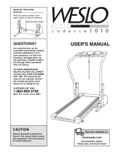 Weslo Cadence 1010 Treadmill English Manual