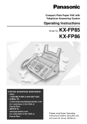 Panasonic KX-FP85 KX-FP85 Owner's Manual (English)