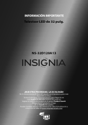 Insignia NS-32D120A13 Important Information (Spanish)