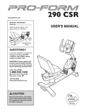 ProForm 290 Csr Bike English Manual