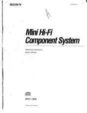 Sony MHC-1600 Operating Instructions (Large File - 12.68 MB)