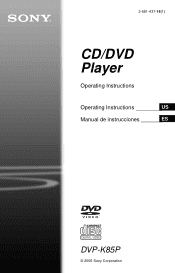 Sony DVP-K85P Operating Instructions