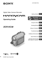 Sony DCRHC38 Operating Guide