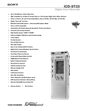Sony ICD-ST25 Marketing Specifications