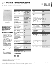 Bosch SHV78CM3N Product Specification Sheet