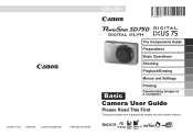 Canon PowerShot SD750 Silver PowerShot SD750 / DIGITAL IXUS 75 Camera User Guide Basic