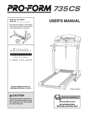 ProForm 735cs Treadmill English Manual