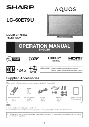 Sharp LC-60E79U LC-60E79U Operation Manual