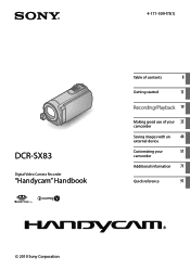 Sony DCR-SX83 Handycam® Handbook