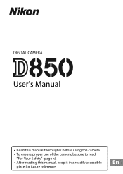Nikon D850 Users Manual - English for customers in the Americas