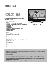 Toshiba 42LZ196 Printable Spec Sheet