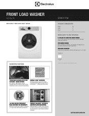 Electrolux EFLW317TIW Product Specifications Sheet English